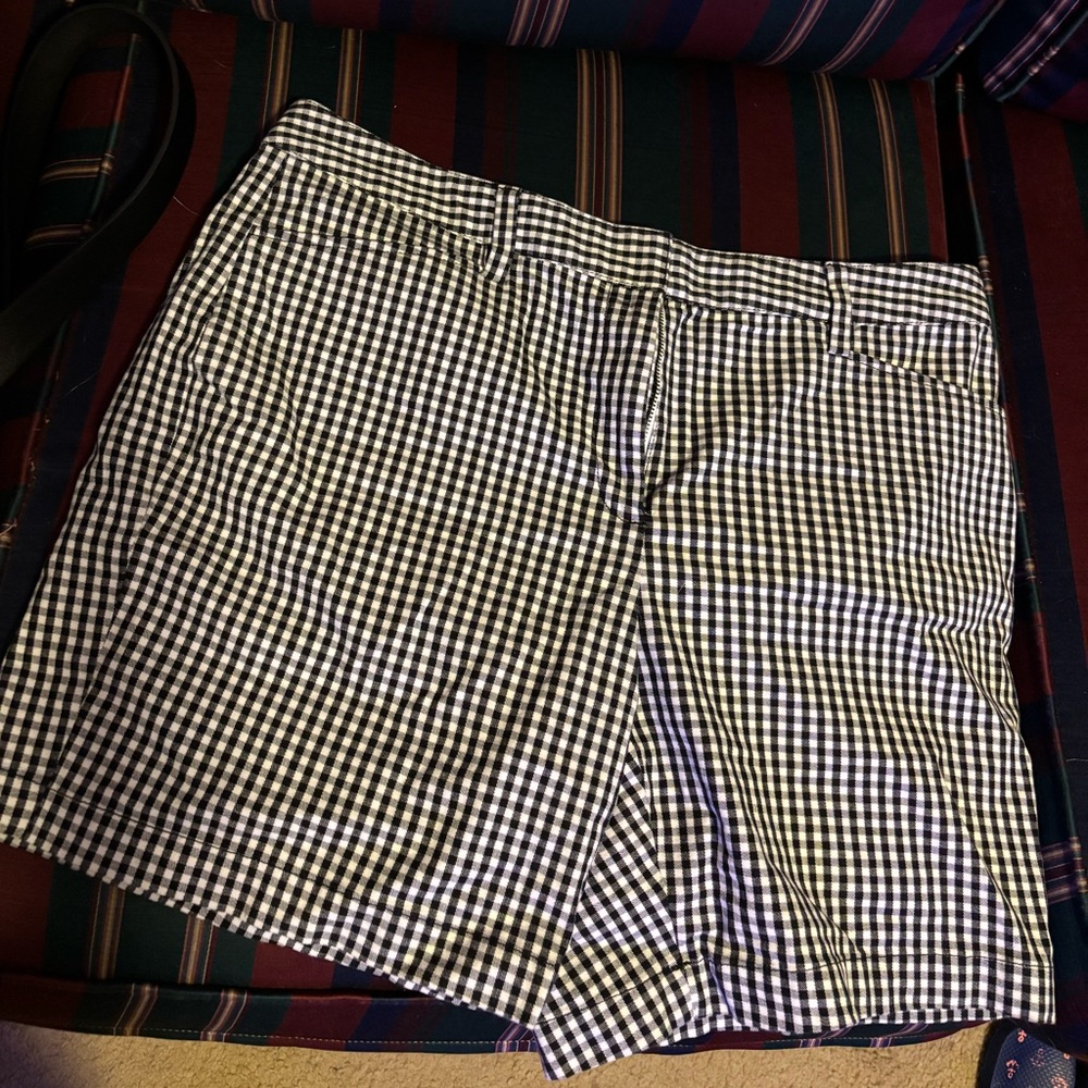 Lands' End Black and White Checkered Women Shorts